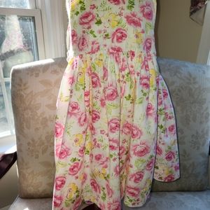 Girls size 6 pink/white dress